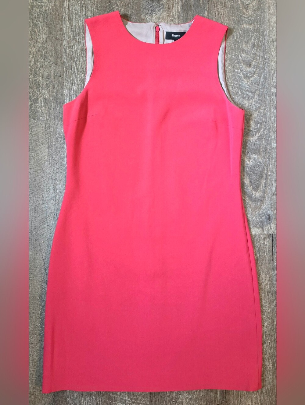 Theory Admiral Crepe Mini Shift Dress Women's 2 Geranium Pink Sleeveless Classic - Picture 6 of 11